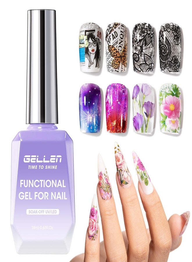 GELLEN 18ml Nail Foil Glue Gel, Foil Transfer Gel for Nails Stickers, Nail Foils Transfer Nail Art Glue Gel Polish, Complete Clear Transferred Pattern, Cure 30-60s, Non-toxic HEMA Free TPO Free - Image 1